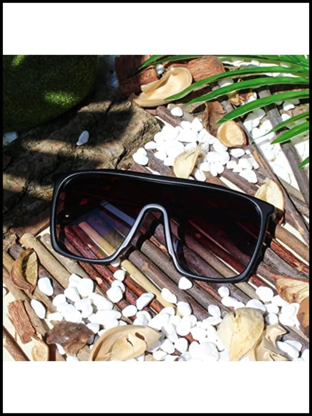 Oversized 70s Retro Flat Top Square Shield Sunglasses UV400